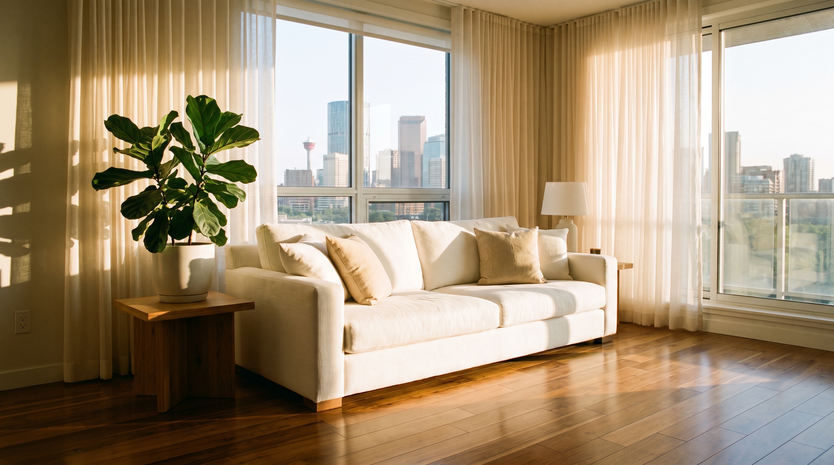 Top-down dust and surface wipe in the living room